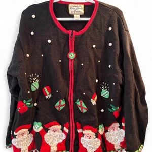 Festive Black Santa Cardigan